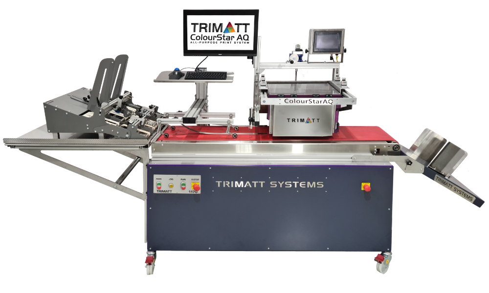 he Trimatt ColourStar AQ is an industrial digital colour print system for paper, cardboard, cotton and even wood. Trimatt specialise in custom process automation machinery and industrial print systems.